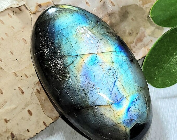 Natural Top Grade Multi-Flash Labradorite Oval Cabochon 40ct 8 Grams 33mm x 18mm Wire Wrapping, Weaving or Pendant, Collector AD07