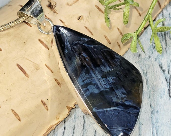 Handmade Pietersite Sterling Silver Pendant: Freeform Statement Jewelry