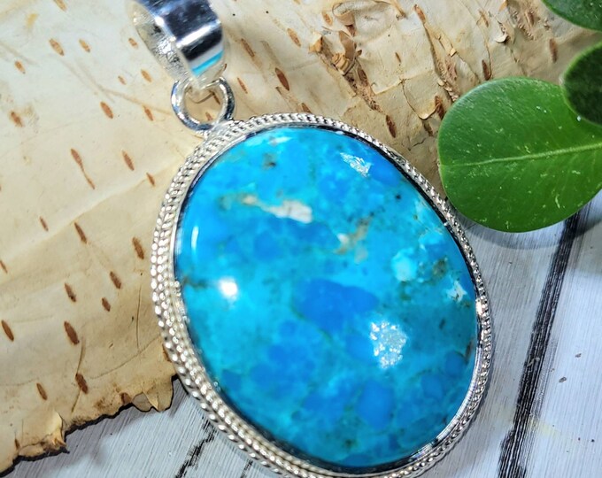 Turquoise Pendant, Sterling Silver Turquoise Pendant, Arizona Turquoise, Kingman Turquoise Pendant, Boho Pendant, Statement Pendant  DN03