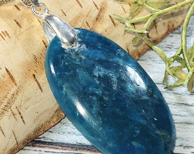 Apatite Pendant, Apatite Sterling Silver Pendant, Pear Apatite Sterling Silver Pendant, Gift for Her, Statement Pendant, HT16