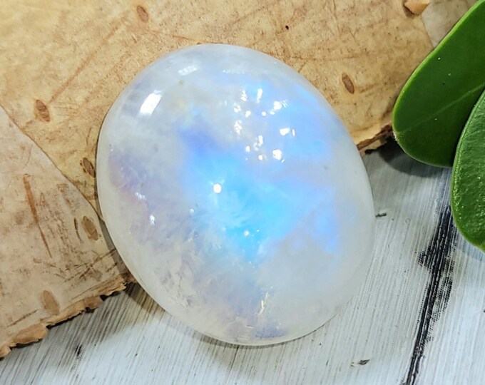 Natural Premium Grade Rainbow Moonstone Oval 20Ct Cabochon Wire Wrapping, Weaving, or Pendant 18mm x 15mm Gift for Her, Collector CL26