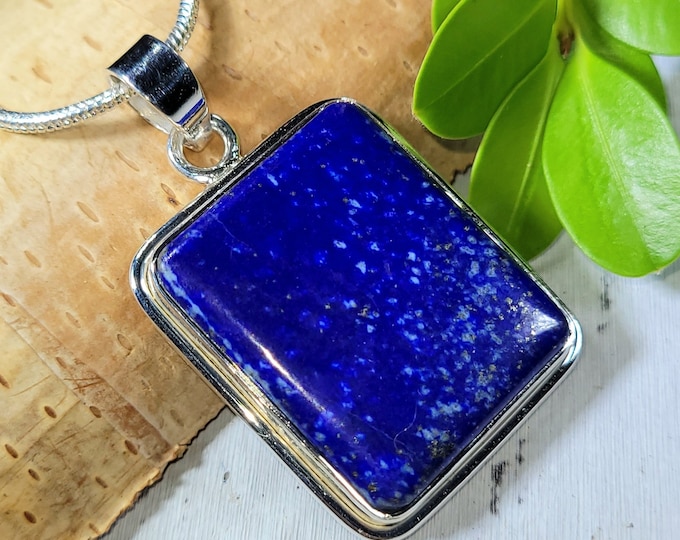 Lapis Lazuli Pendant, Lapis Lazuli Sterling Silver Pendant, Handmade Lapis Pendant, Gift for Her, Statement Lapis Lazuli Pendant, FF31