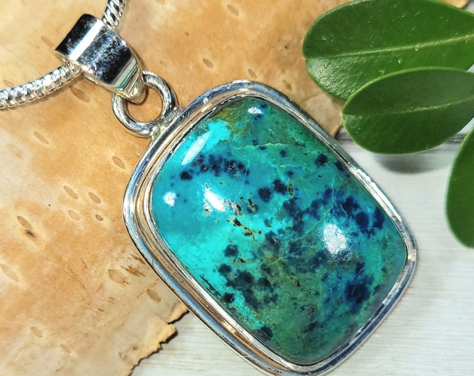 Shattuckite Pendant, Shattuckite Sterling Silver Pendant, Handmade Shattuckite Pendant, Statement Pendant, Natural Shattuckite AB18, Gift
