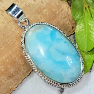 Larimar Pendant, Larimar Sterling Silver Pendant, Handmade Larimer Pendant. Statement Pendant, Gift for Her,  FE42