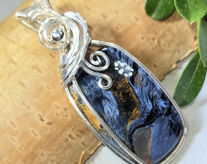 Abalone Shell Pendant, Wire Wrapped Abalone Sterling Silver Pendant, Solid Sterling Wire wrapped, Gift for Her, Statement Pendant, FS35