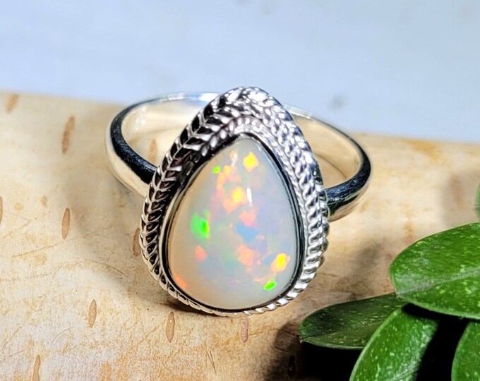Ethiopian Opal Ring, Ethiopian Opal Sterling Silver Ring, Multi Color Opal Ring, Statement Ring, Handmade Ring, Gift for Her, DS Size 5.75