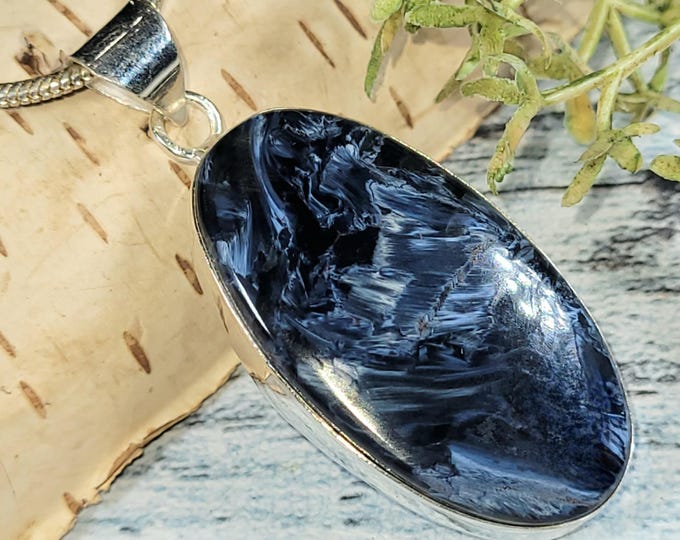 Handmade Pietersite Sterling Silver Pendant: Statement Jewelry, JF36