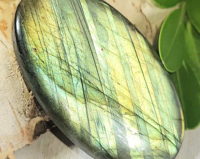 Natural High Grade Multi-Flash Labradorite Oval Cabochon 85ct 17 Grams 47mm x 39mm Wire Wrapping, Weaving or Pendant, Collector LD09
