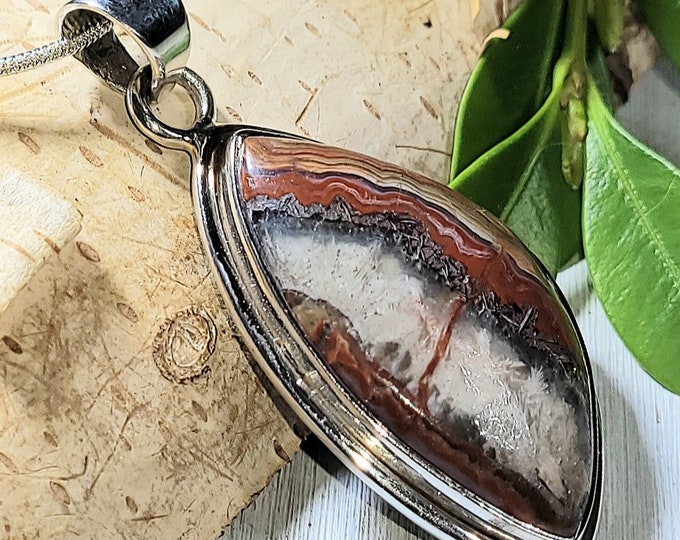Natural Best Grade Crazy Lace Agate Freeform Handmade .925 Sterling Silver Pendant 1 7/8" x 7/8" 10 Grams AQ03