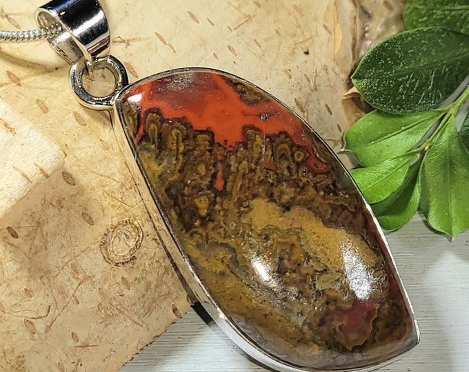 Natural Choice Quality Seam Agate Freeform Handmade .925 Sterling Silver Pendant 2" x 13/16" 9 Grams AQ34