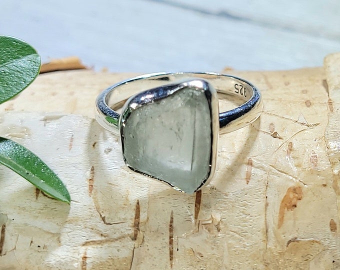Natural Raw Rough Cut Aquamarine Handmade .925 Sterling Silver Ring Size 6  Gift for Her Premium grade Genuine Stone