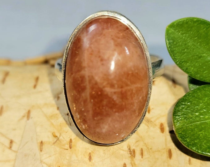 Sunstone Ring, Sunstone Sterling Silver Ring, Size 6.5 Natural Stone, Boho Ring, Statement Ring, Gift for Her DF