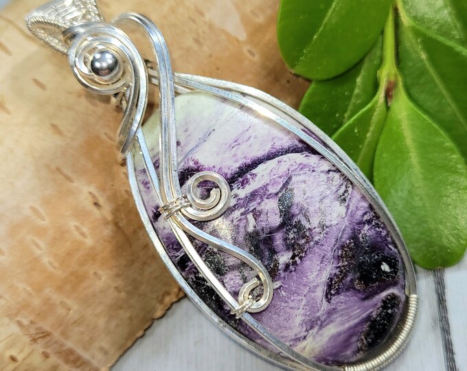 Kammererite Pendant, Kammererite Wire Wrapped Pendant, .925 Sterling Silver Wire Wrapped, , Handmade Kammererite Pendant FD27