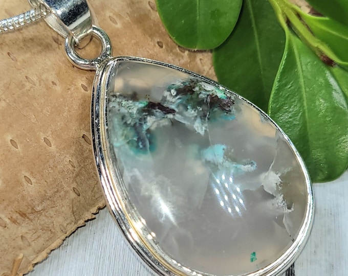 Chalcedony, Chrysocolla, Native Copper Pendant, Chrysocolla Copper, Chalcedony Pendant, Statement Pendant, Gift for Her, FJ06, Handmade