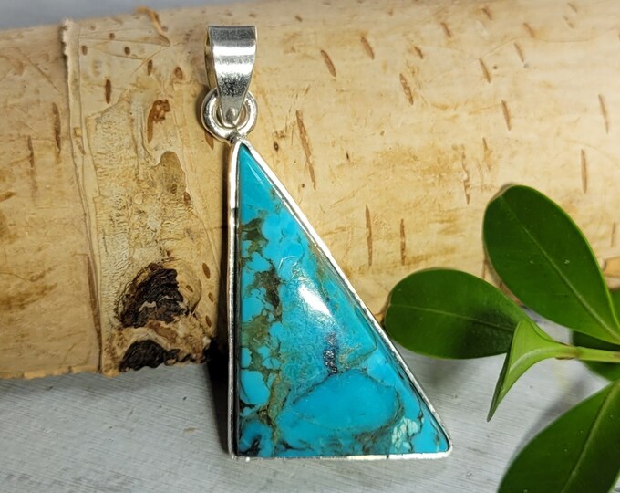 Turquoise Pendant, Sterling Silver Turquoise Pendant, Arizonia Turquoise, Kingman Turquoise Pendant, Boho Pendant, Statement Pendant  DF11