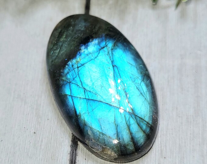 Labradorite Cabochon, Labradorite Oval Cabochon, 48ct, Blue Labradorite Cabochon, Wire Wrapping, Weaving, Pendant, Gift for Her, HK10