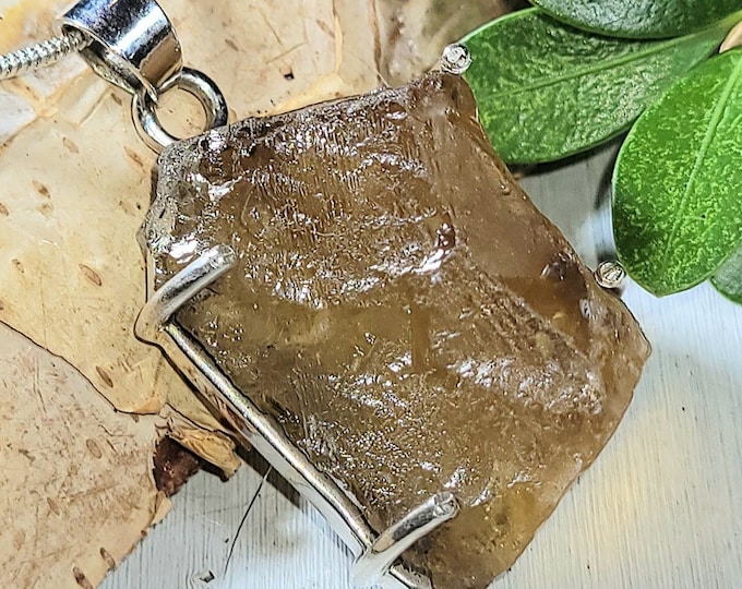 Natural Genuine Large Raw Citrine Rough Cut Citrine Handmade  .925 Sterling Silver Pendant 12 Grams Handcrafted Mother's Day Gift