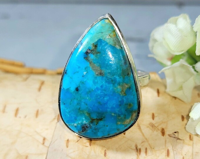 Turquoise Ring, Kingman Turquoise Ring, Turquoise Sterling Silver Size 6.5, Gift for Her, Boho Ring, Statement Ring, Handmade Ring,