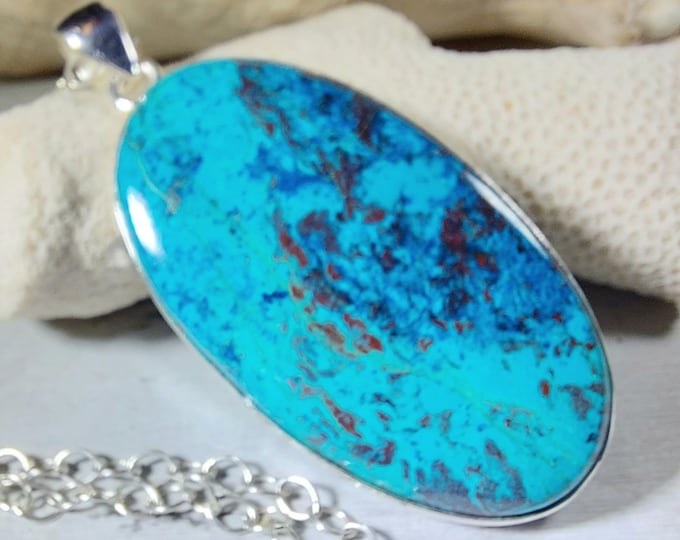 Natural High Quality Shattuckite .925 Sterling Silver Pendant Shattuckite in Sterling Pendant GL22