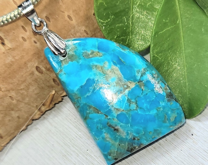 Arizona Kingman Pendant, Arizona Kingman Freeform Sterling Silver Pendant, Handmade Kingman Pendant, Statement Pendant, Gift for Her, FT32
