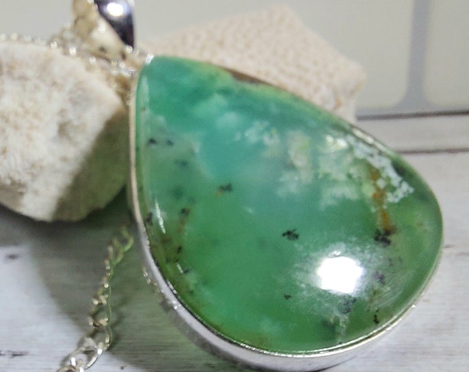 Aquaprase Pendant, Aqua Chalcedony Sterling Silver Pendant, Aquaprase Sterling Silver Pendant. Handmade Pendant, Gift for Her, GV20