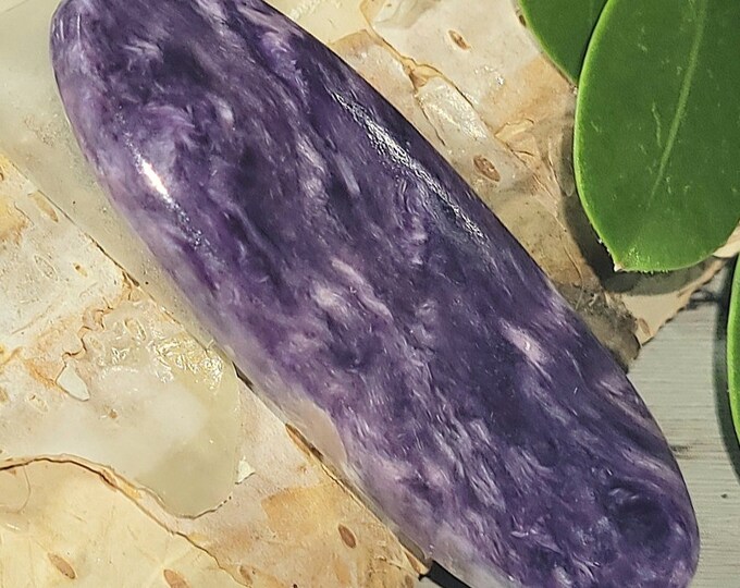 Natural AAA Charoite Oval Cabochon 30ct 40mm x 14mm Wire Wrapping, Weaving, Pendant ET35