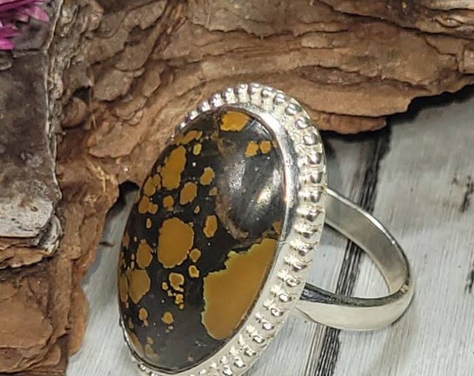 Natural Tibetan Turquoise Sterling Silver Ring, Boho Ring, Statement Ring; Handmade Ring, Premium Grade Tibetan Turquoise, Ring Size 8.5 CY