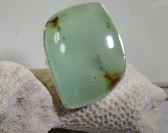 Aquaprase Ring, Aqua Chalcedony Sterling Silver Ring, Aquaprase Sterling Silver Ring, Handmade Ring Size 5 1/2, Gift for Her, GV