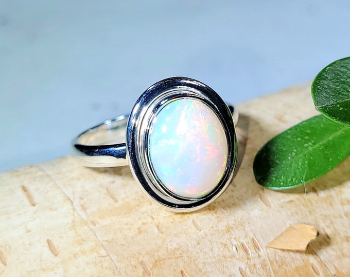 Ethiopian Opal Ring, Ethiopian Opal Sterling Silver Ring, Multi Color Opal Ring, Statement Ring, Handmade Ring, Gift for Her, DS Size 6.75