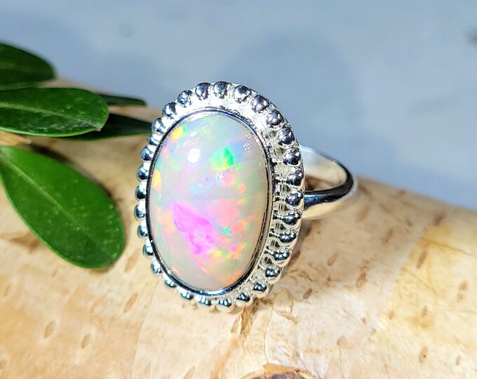 Ethiopian Opal Ring, Ethiopian Opal Sterling Silver Ring, Multi Color Opal Ring, Statement Ring, Handmade Ring, Gift for Her, DS Size 9.50