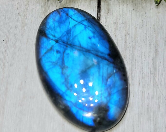 Labradorite Cabochon, Labradorite Oval Cabochon, 63ct, Blue Labradorite Cabochon, Wire Wrapping, Weaving, Pendant, Gift for Her, HK06
