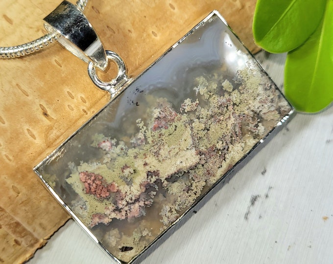 Scenic Moss Agate Pendant, Scenic Moss Agate Sterling Silver Pendant, Premium Moss Agate Pendant, Statement Pendant, FG26, Gift for Her