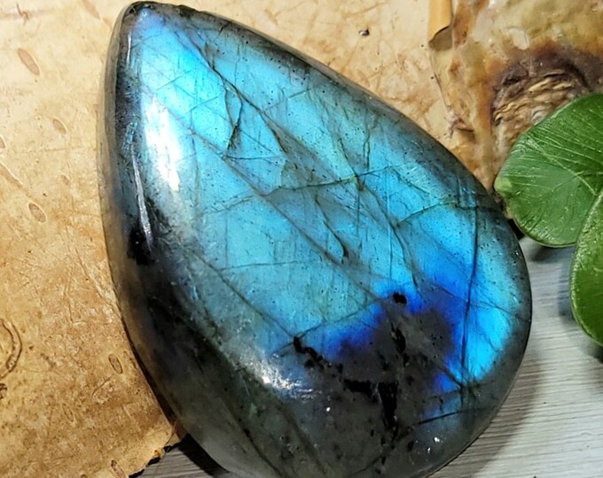Natural Top Grade Blue Labradorite Pear Cabochon 35ct 7 Grams 30mm x 21mm Wire Wrapping, Weaving or Pendant, Collector CG35