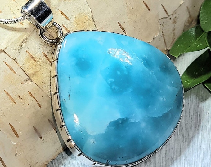 Natural AAA Grade Hemimorphite .925 Sterling Silver Pendant 15 grams 1 7/8" x 1 3/8" AG65 Rare Hard to Come By Quality