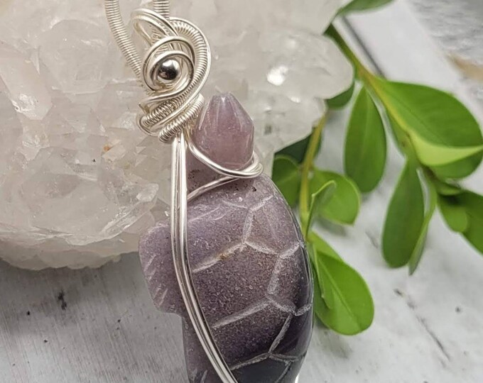 Natural Premium Turtle Agate Pendant,  Wire Wrapped .925 Silver Pendant, Sterling Silver Wire Wrapped pendants, Handmade Stone Jewelry DB09