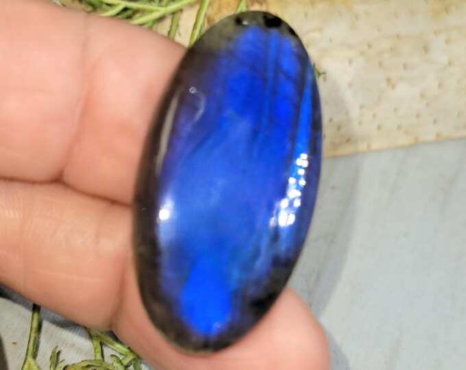 Natural Premium Grade Blue Flash Labradorite Oval Cabochons Wire Wrapping, Weaving, Pendant or Collector HJ10