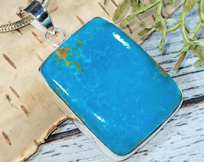 Handmade Arizona Turquoise Pendant: Sterling Silver Boho Jewelry