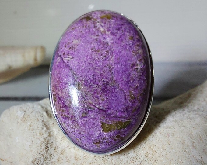 Natural Premium Grade Stichtite Sterling Silver Ring, Boho Ring, Statement Ring; Handmade Ring, Premium Grade Stichtite, Ring Size 6 1/2 GP