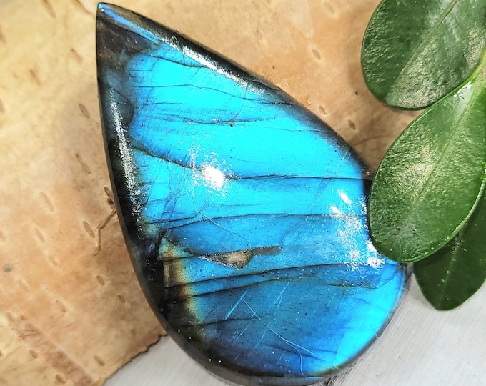 Blue Flash Labradorite Cabochon,Labradorite Pear Cabochon 65.50ct, Labradorite Cabochon,  Wire Wrapping, Weaving, Pendant, Collector FN05