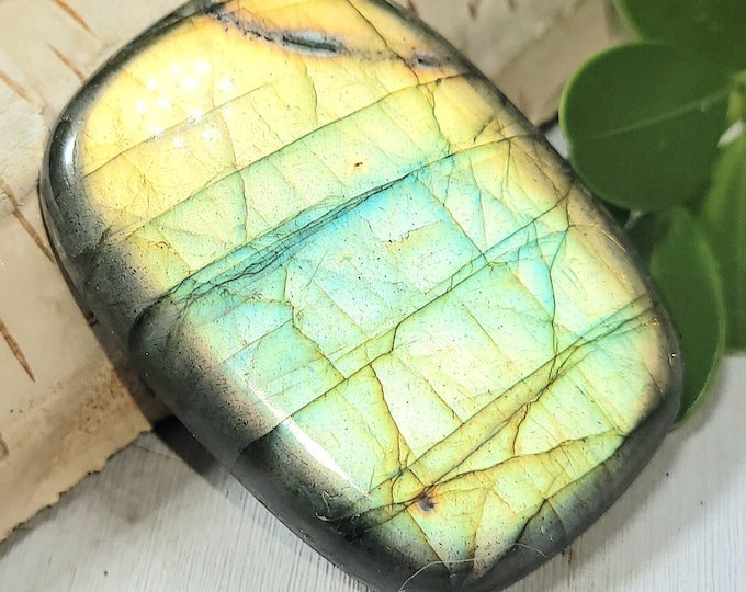 Natural Multi-Flash Labradorite Cushion Cabochon 80ct 16 Grams 40mm x 30mm Wire Wrapping, Weaving or Pendant, Collector LD08