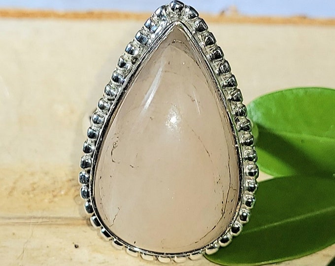 Natural Rare Pear Morganite .925 Sterling Silver Ring Size 5.5 Eight Grams EL