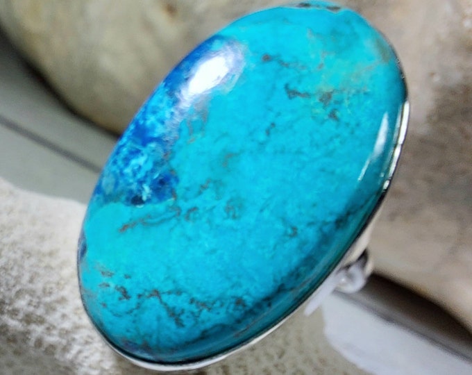 Natural Premium Grade Mesmerizing Shattuckite Handmade .925 Sterling Silver Ring Size 8 3/4 GL