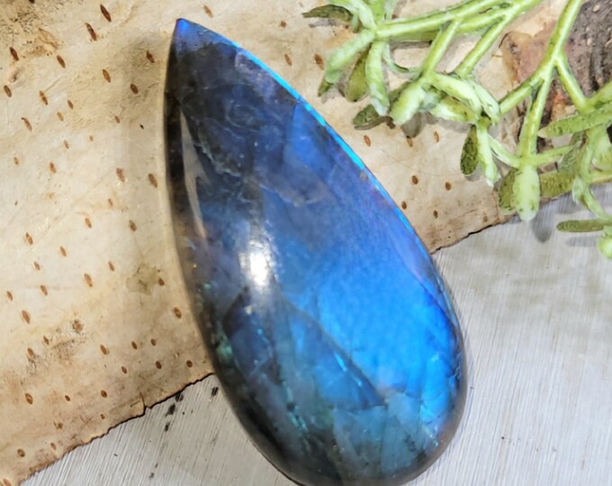 Labradorite Cabochon, Pear Labradorite Cabochon, 51.50ct Blue Labradorite Cabochon, Wire Wrapped, Weaving, Pendant, Gift for Her, HK07