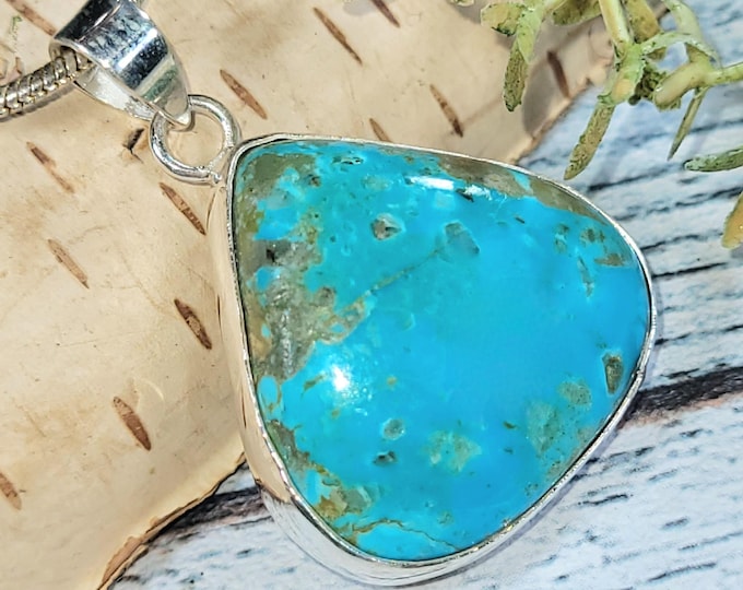 Handmade Arizona Turquoise Sterling Silver Pendant: Boho Jewelry