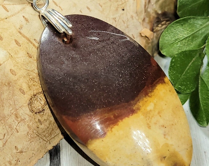 Natural Unique Poly Chrome Jasper Oval Cabochon .925 Sterling Silver Pendant 2 1/8" x 1" AR40 Solid Sterling Silver Bail