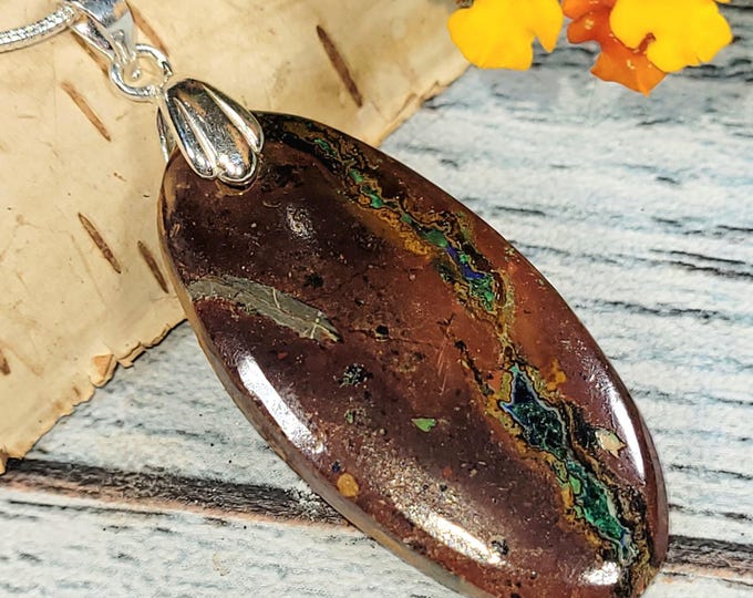 Handmade Zarinite Sterling Silver Pendant: Rare Oval Stone, JH28