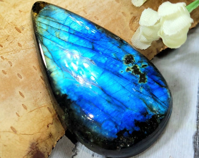 Blue Flash Labradorite Cabochon,Labradorite Pear Cabochon 50ct, Labradorite Cabochon,  Wire Wrapping, Weaving, Pendant, Collector DM29