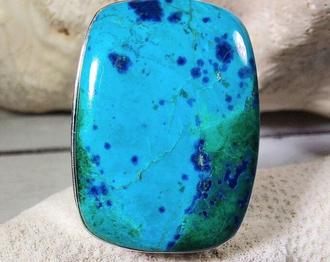 Shattuckite Ring, Shattuckite Sterling Silver Ring Size 7, Handmade Shattuckite Sterling Silver Ring, Statement Ring, Gift for Her, GL