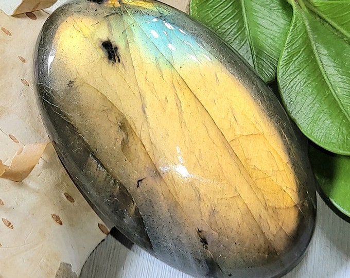 Natural Burnt Orange Flash Labradorite Oval Cabochon 65ct 13 Grams 42mm x 25mm Wire Wrapping, Weaving or Pendant, Collector LE12