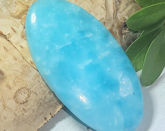 Natural High Grade Hemimorphite Oval Cabochon 45ct 9 Grams 42mm x 22mm Wire Wrapping, Weaving or Pendant, Collector AJ17